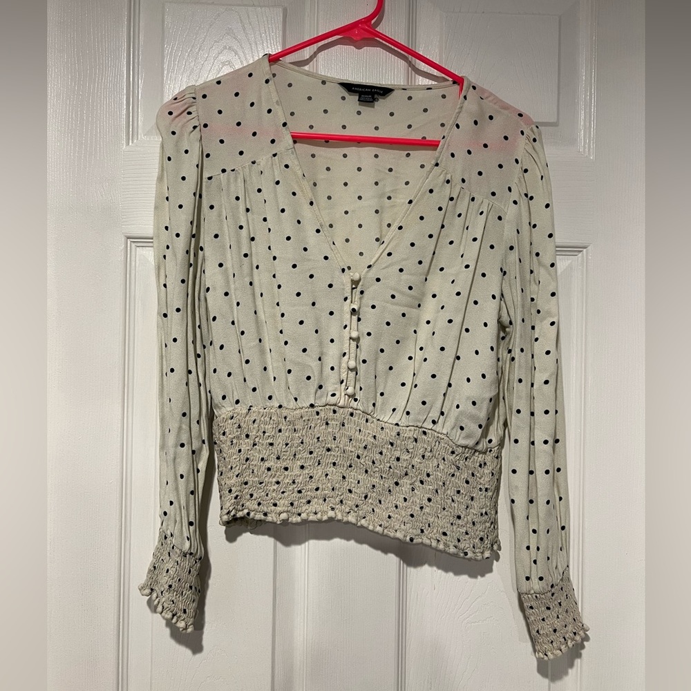 Polka-Dot Button Top